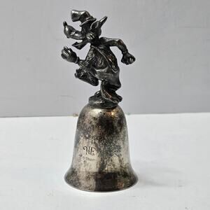 Vintage Disney Goofy Bell NE Reed Barton Silverplate Pewter 1980s 3 in. USA